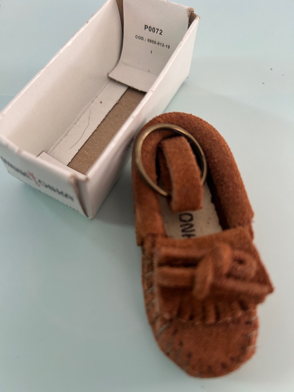 Minnetonka Brown Suede Moccasin Keychain